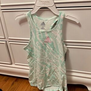 Adidas Girls Light Green Zebra Print Tank Size 7/8